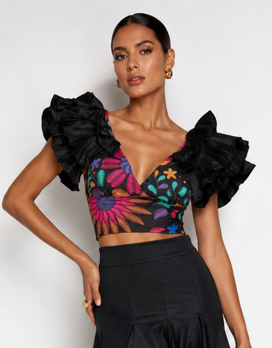 Top Nao Negro Estampado