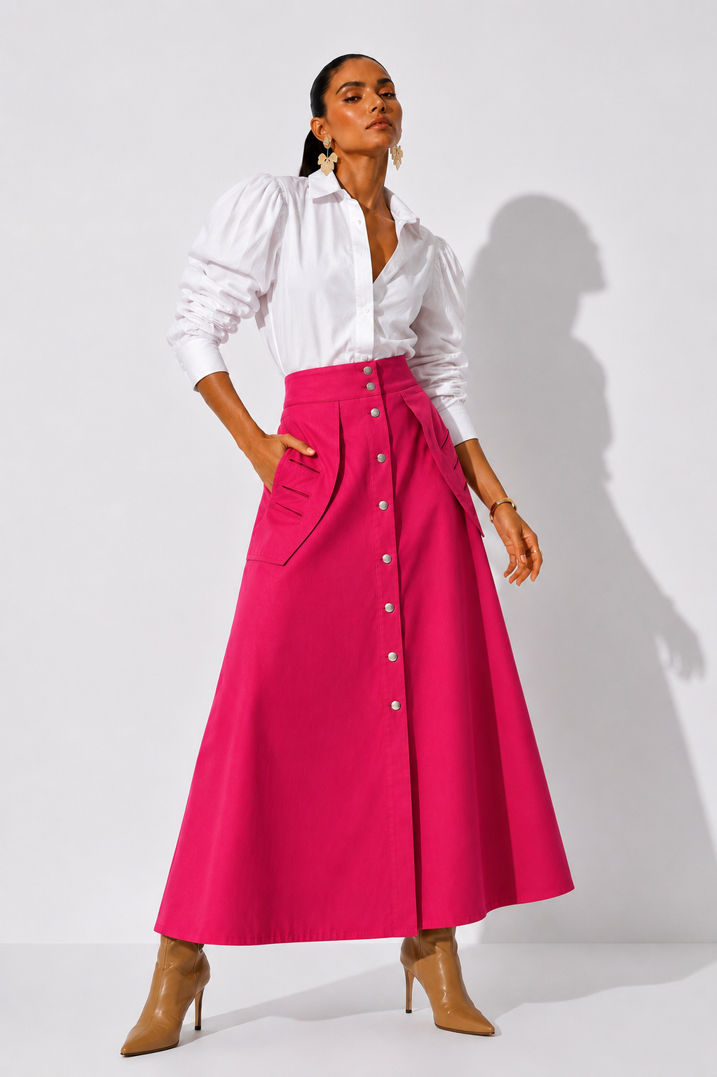 Falda Pétalos fucsia