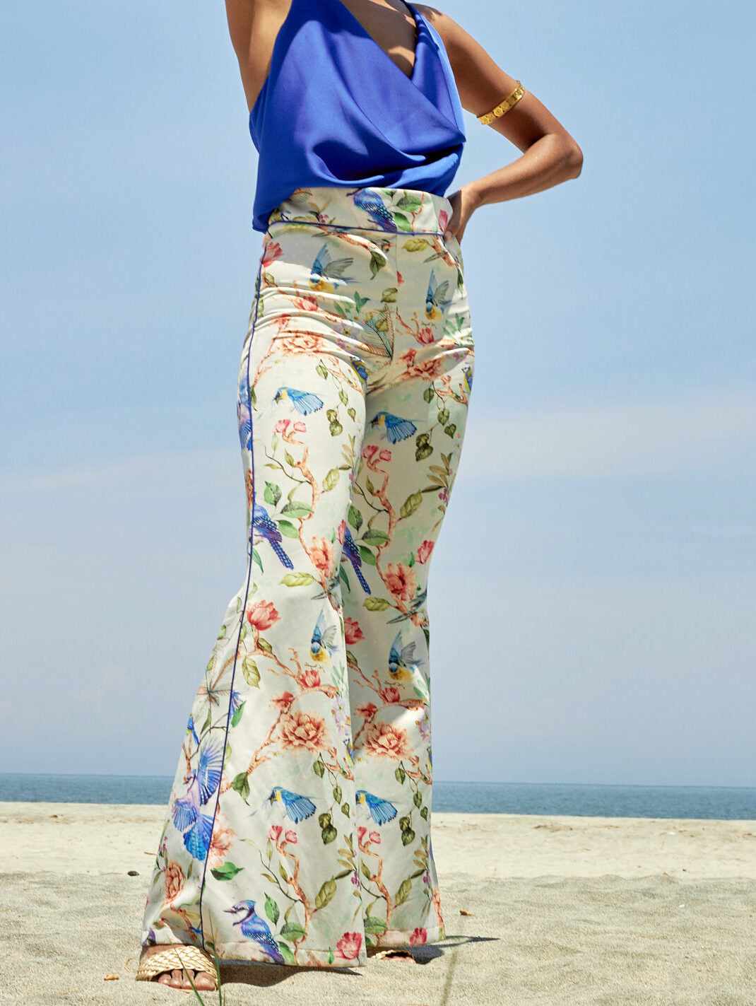 Pantalón Kristal Pájaros Blancos Estampado
