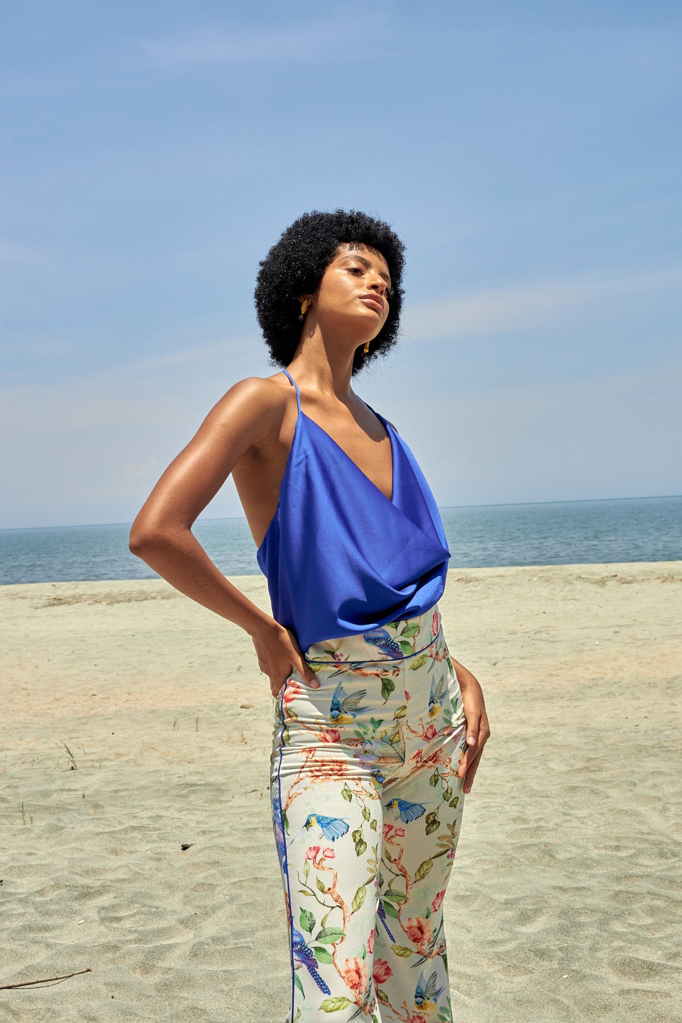 Pantalón Kristal Pájaros Blancos Estampado