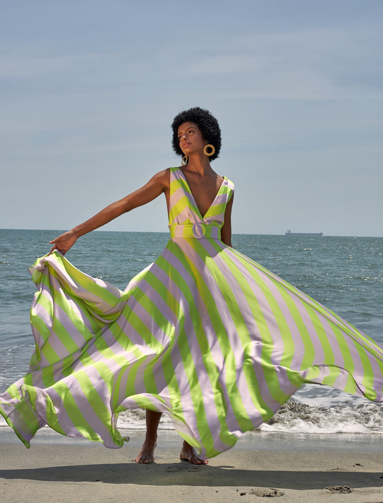 Vestido Colibrí Rayas Amarillas
