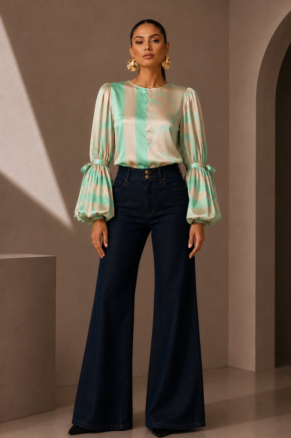 Blusa Cantor Rayas Turquesa