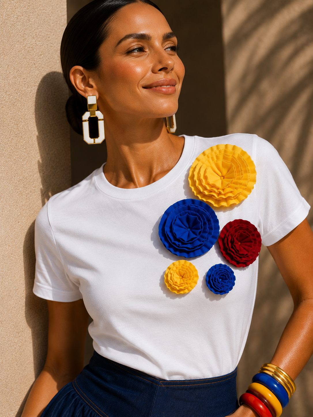 Camiseta Colombia Florece blanca