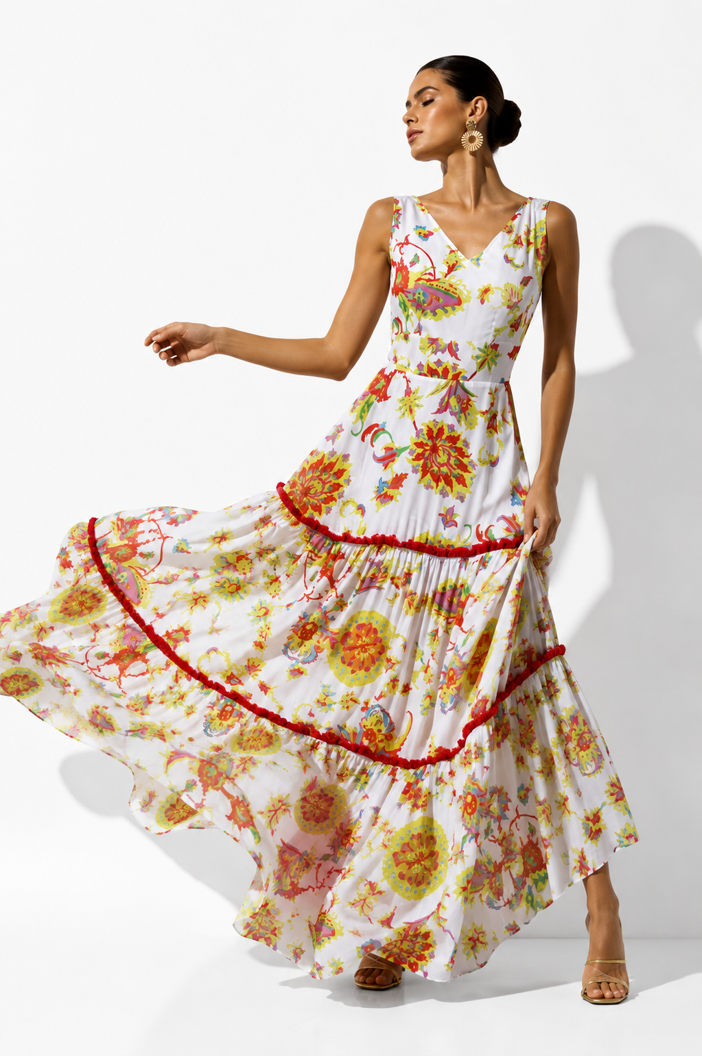 Vestido Alejandra Ll Blanco Estampado