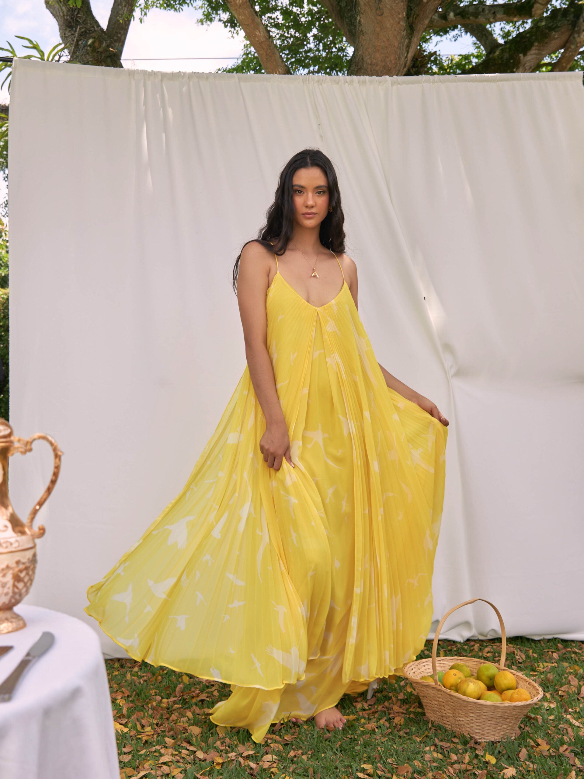 Vestido Aratoca Amarillo Gaviotas Estampado