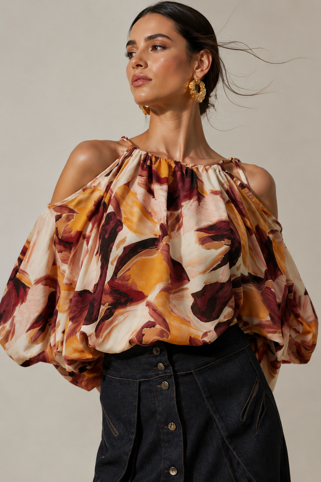 Blusa Bingo tonos tierra estampado