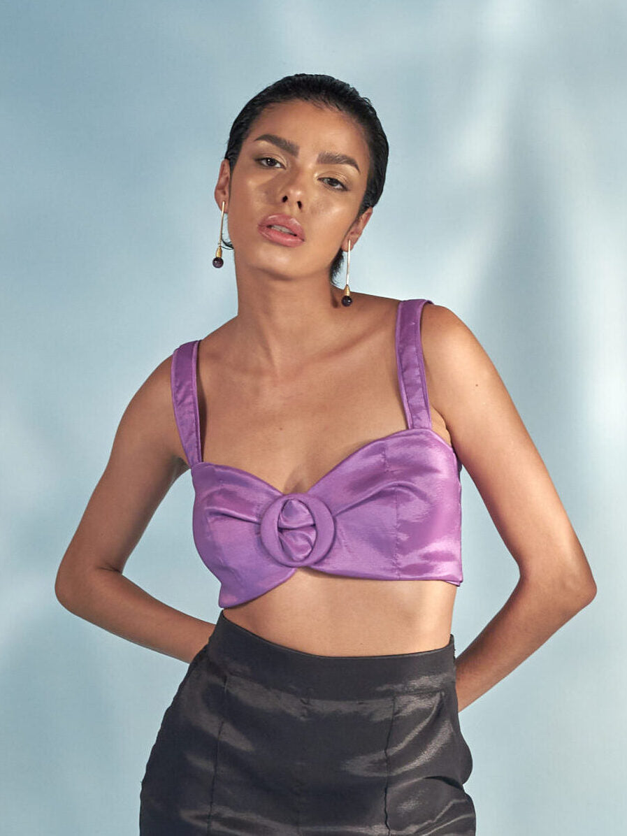 Crop Top Hebilla Morado