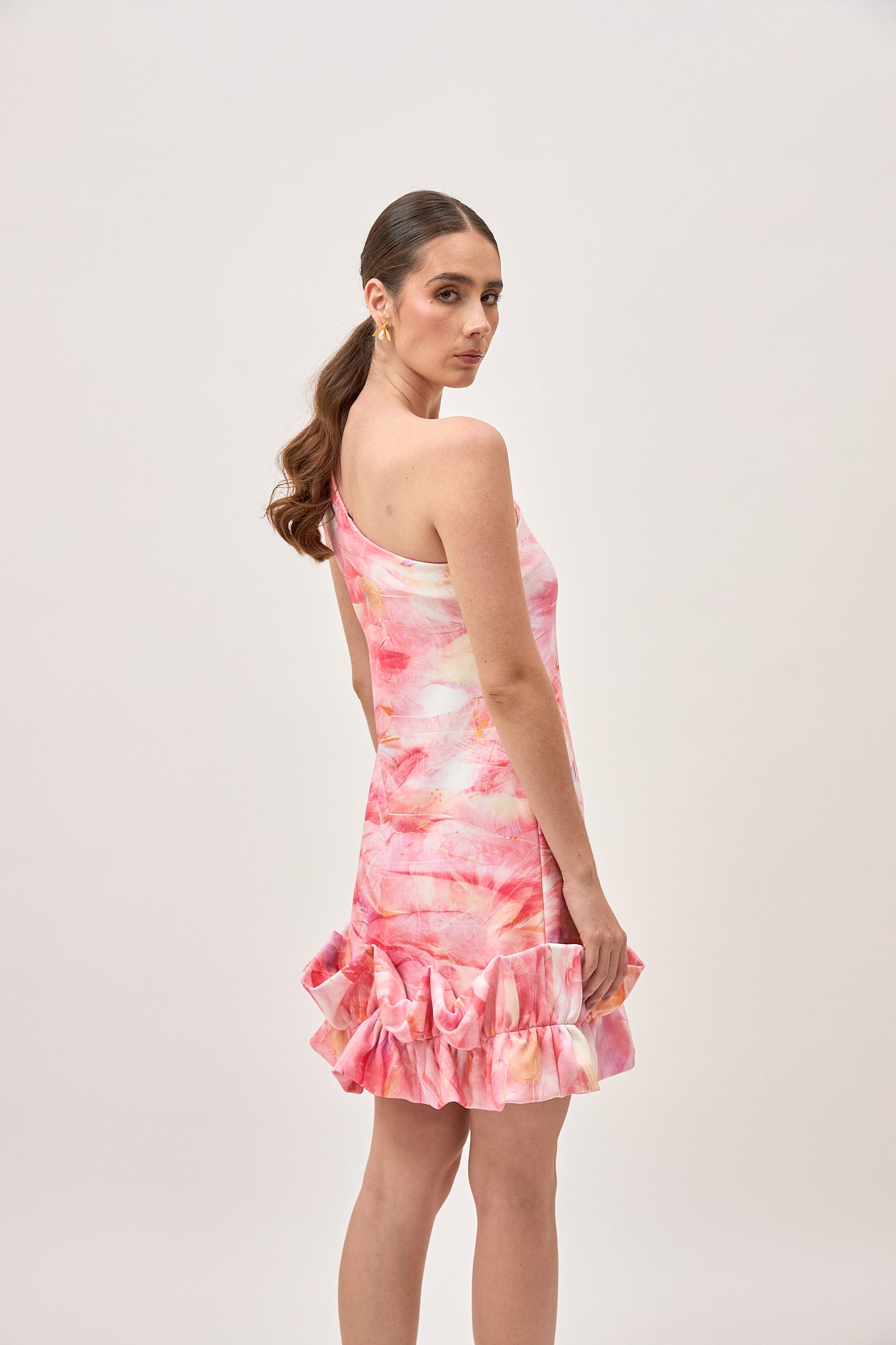Vestido Chiquima Plumas Salmon