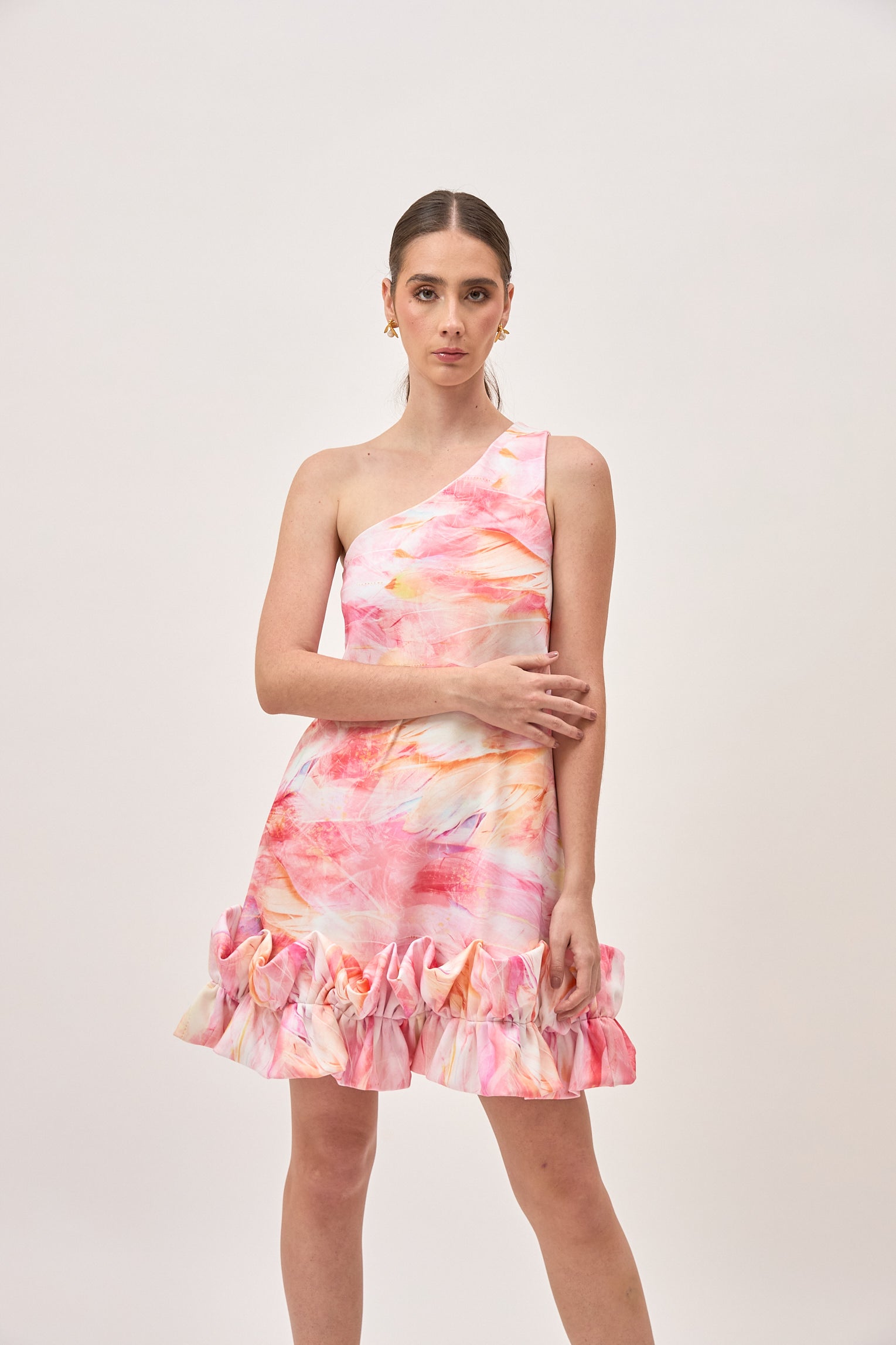 Vestido Chiquima Plumas Salmon