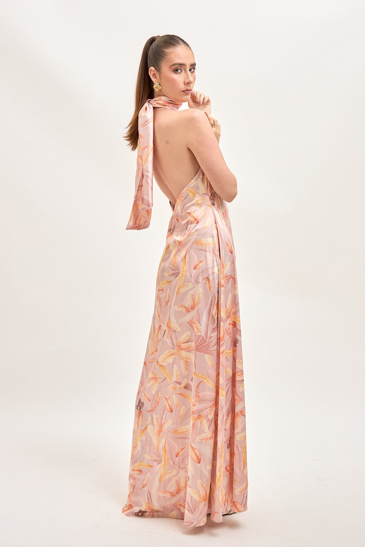 Vestido Apolinary Estampado Multi Camel