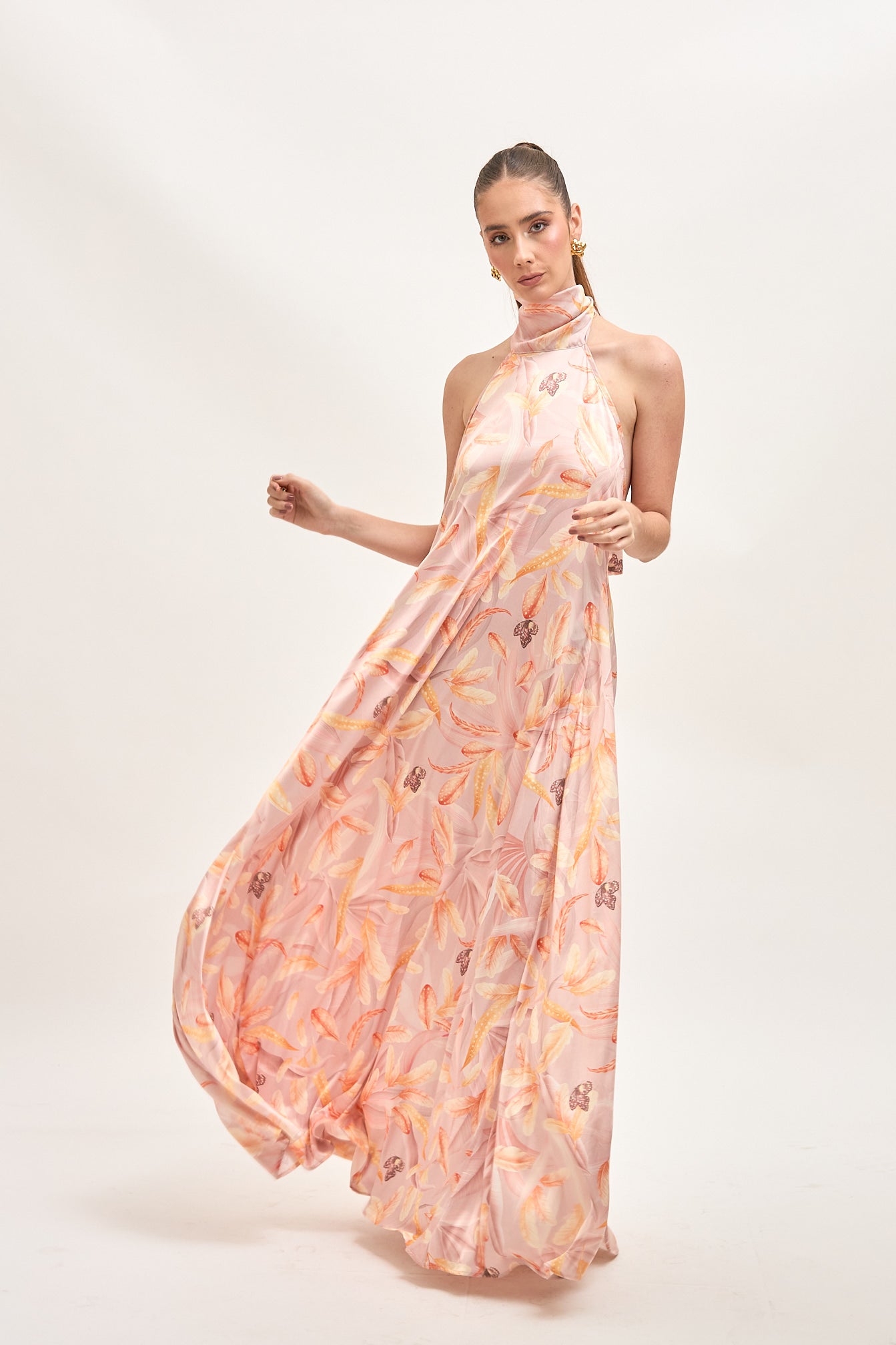 Vestido Apolinary Estampado Multi Camel