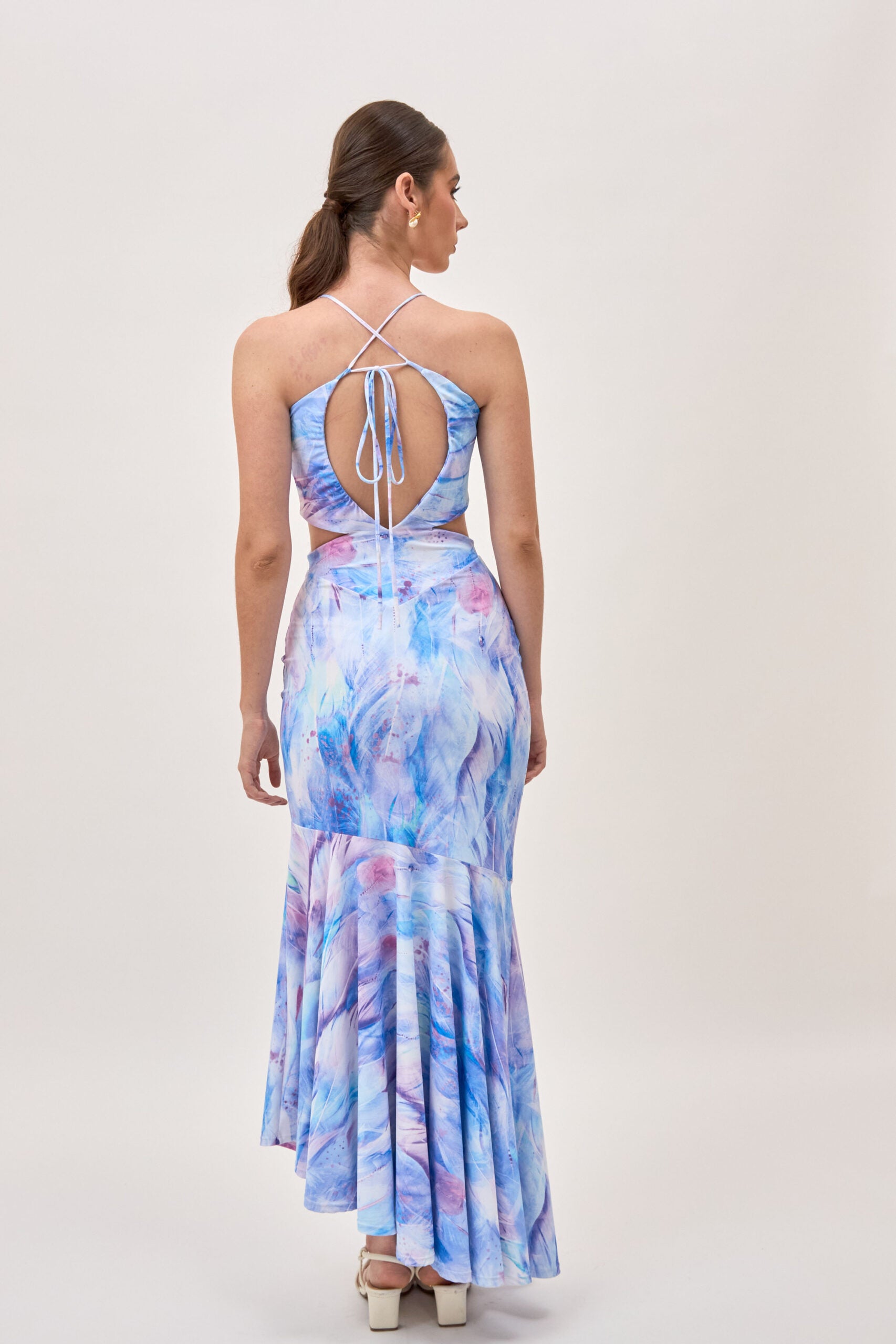 Vestido Oll Plumas Lila