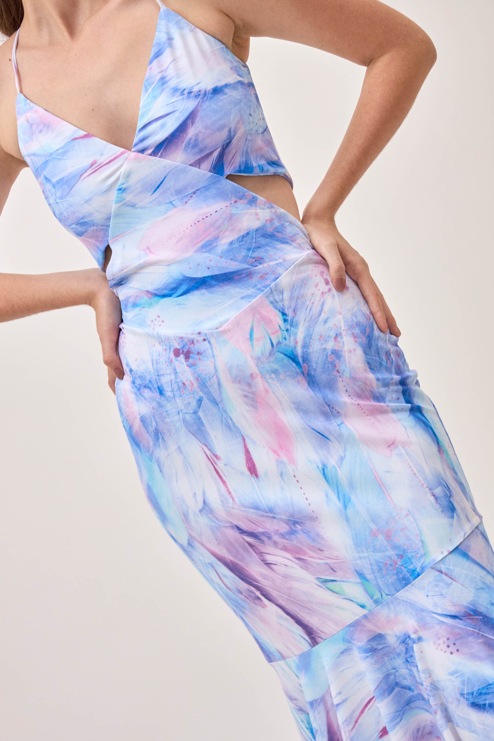 Vestido Oll Plumas Lila