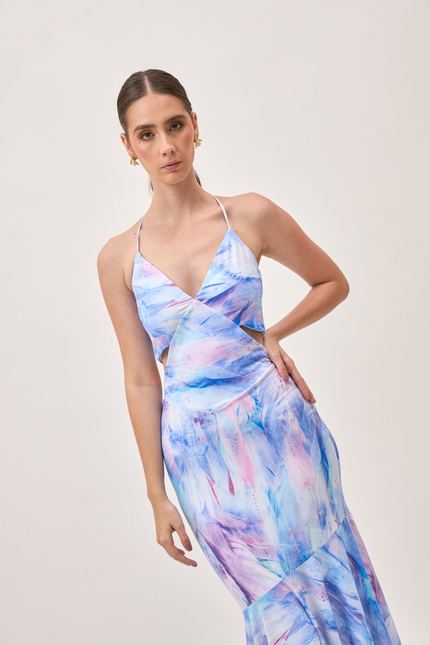 Vestido Oll Plumas Lila
