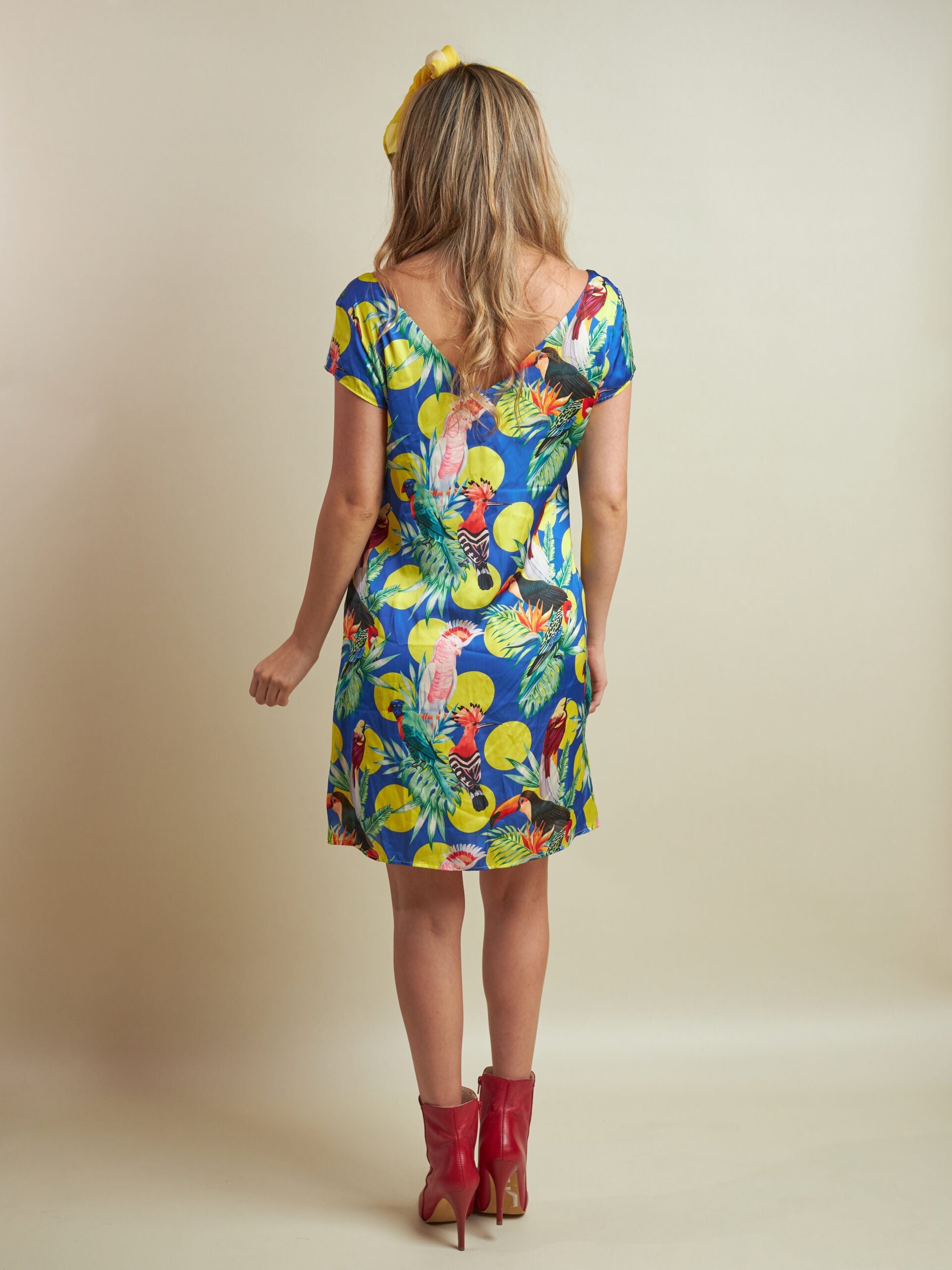 Vestido Filomena Pájaros Azules Estampado