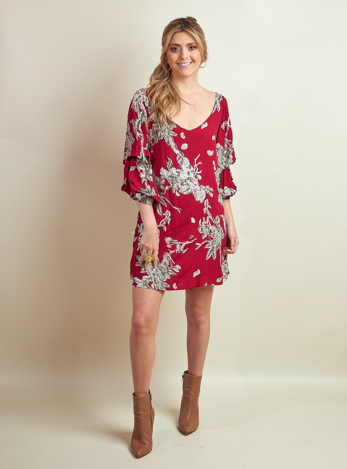 Vestido Brianna Vinotinto Estampado
