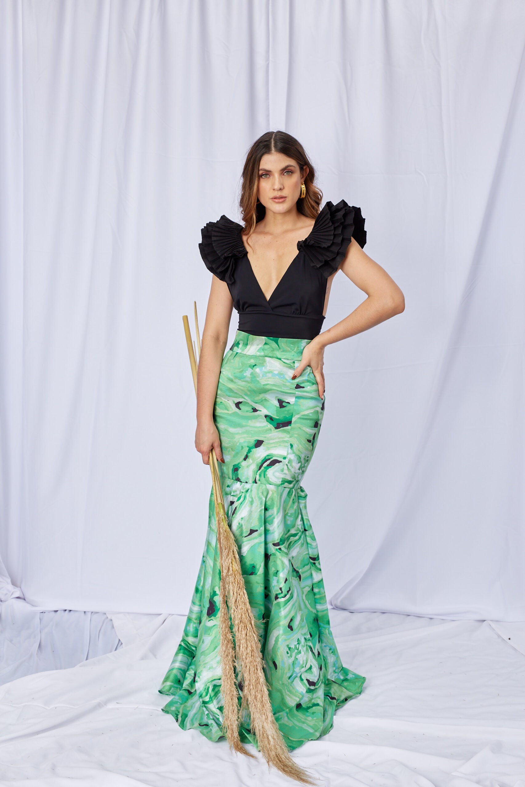 Falda Zapatoca Verde Estampado
