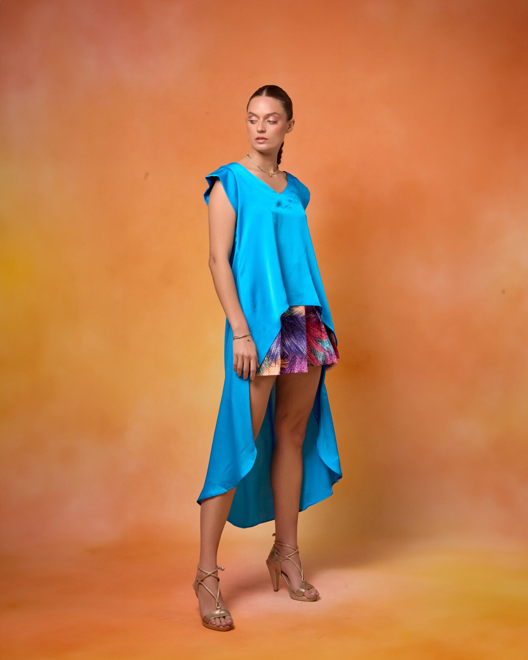 Blusa Palmita Turquesa