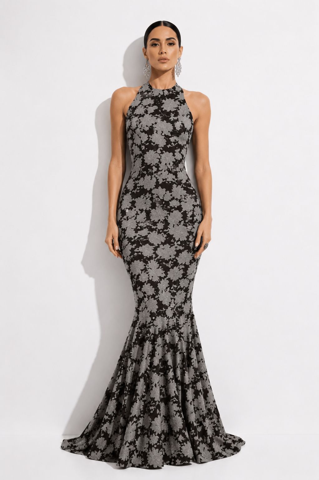 Vestido Onírico Flores Grises