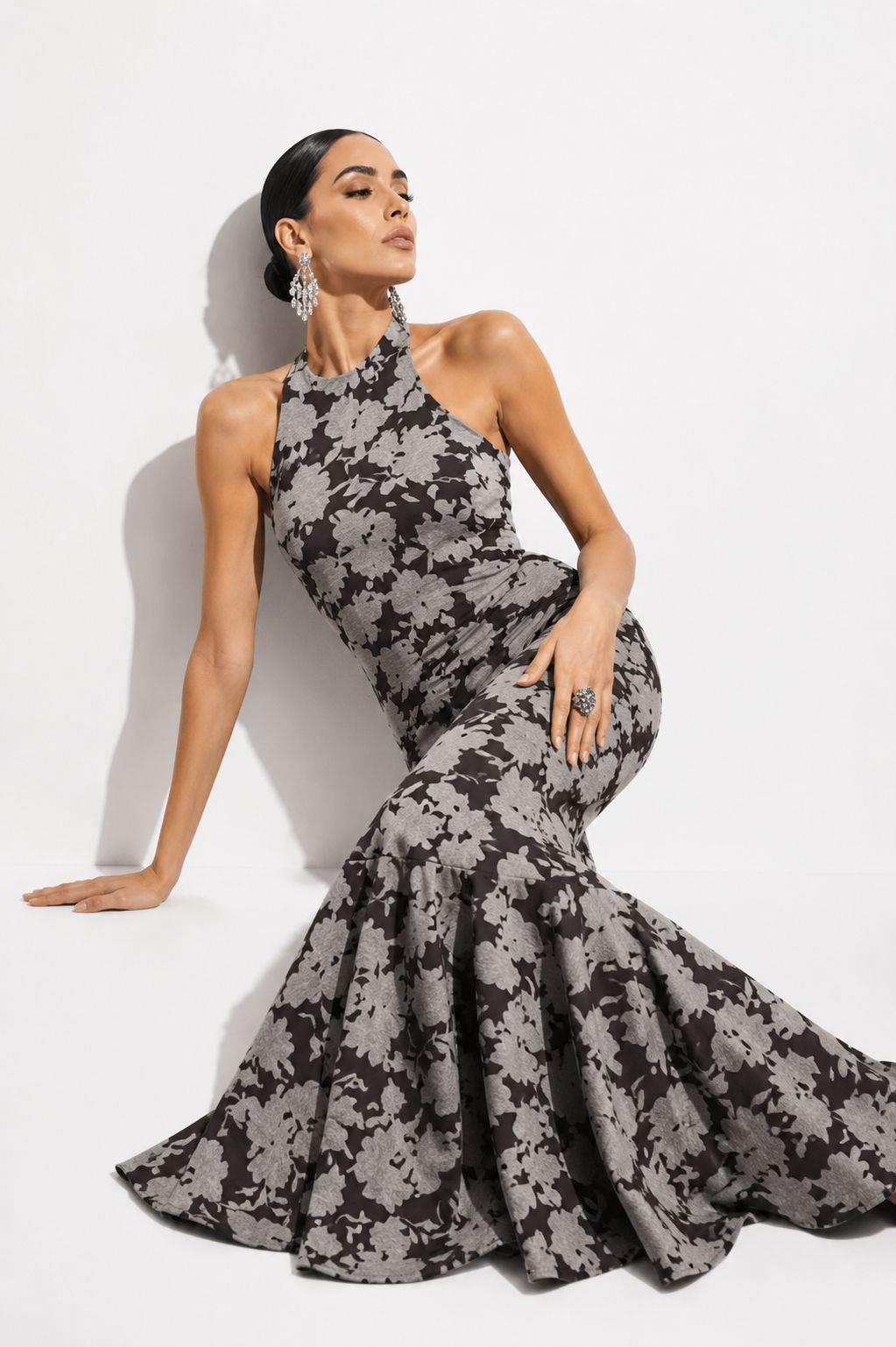 Vestido Onírico Flores Grises