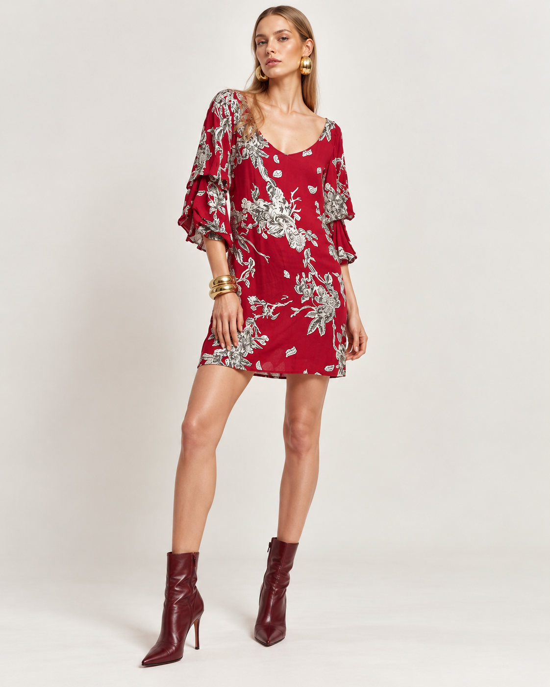 Vestido Brianna Vinotinto Estampado