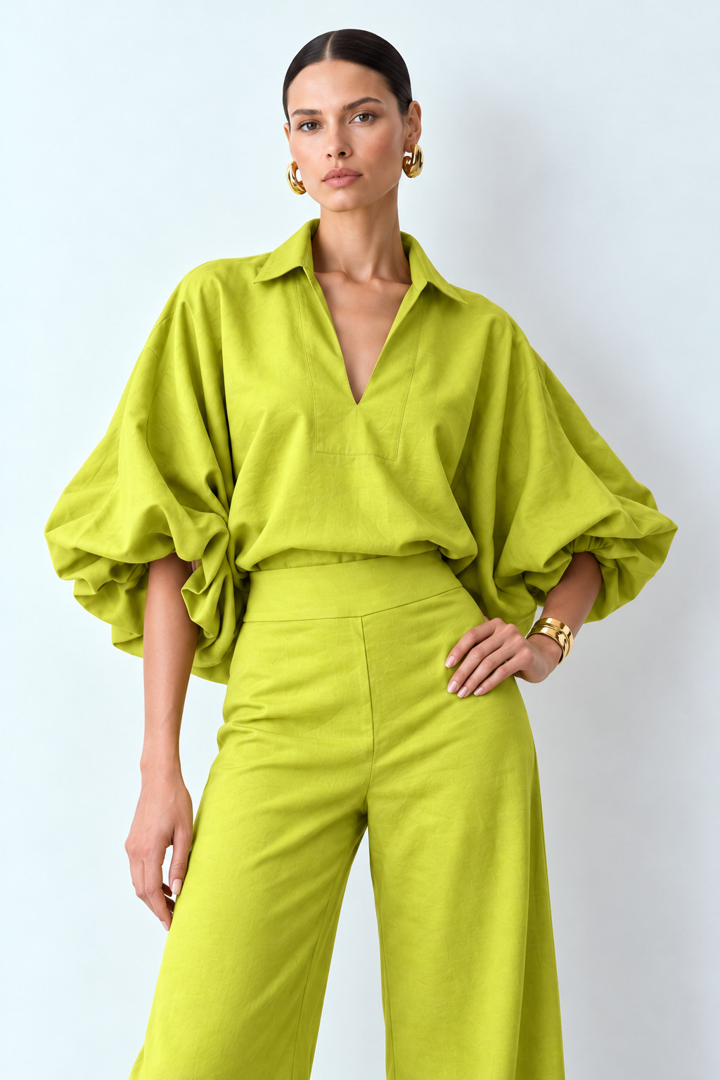 Blusa Popular Lino verde pistacho