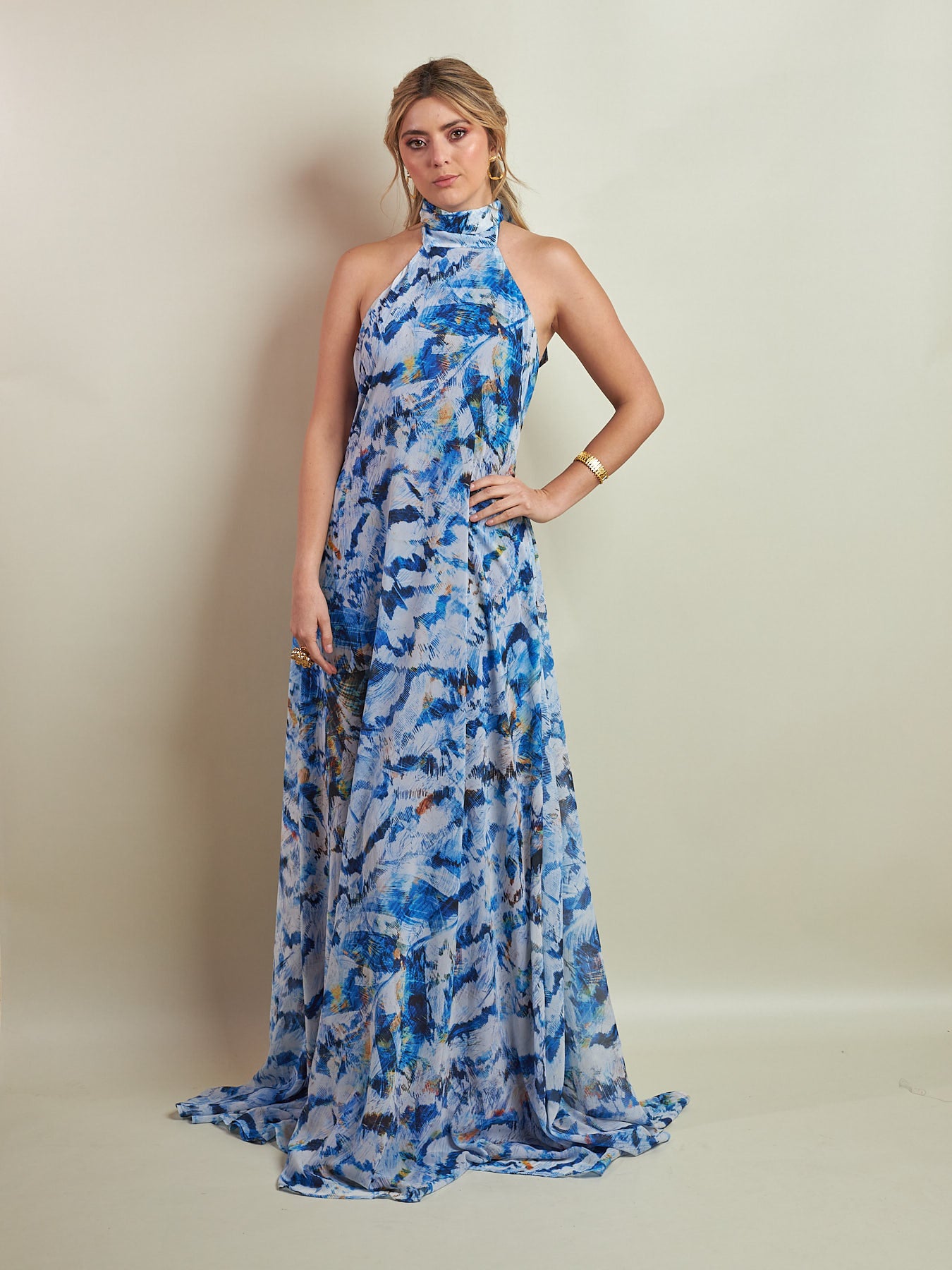 Vestido Apolinary Feathers Azul