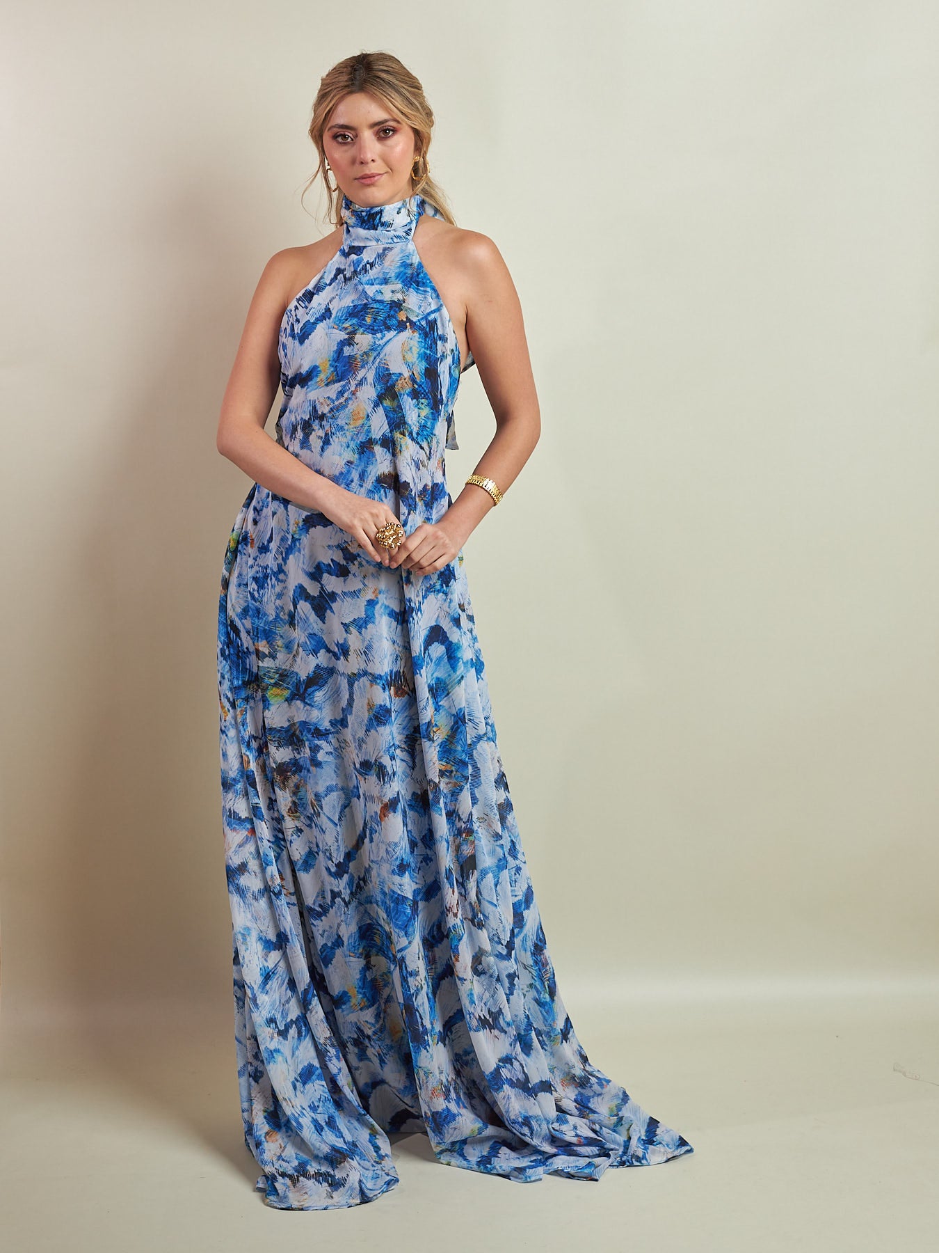Vestido Apolinary Feathers Azul