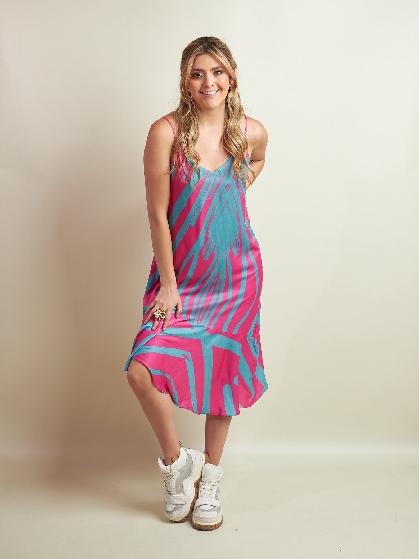 Vestido Mocan Techo Fucsia Estampado