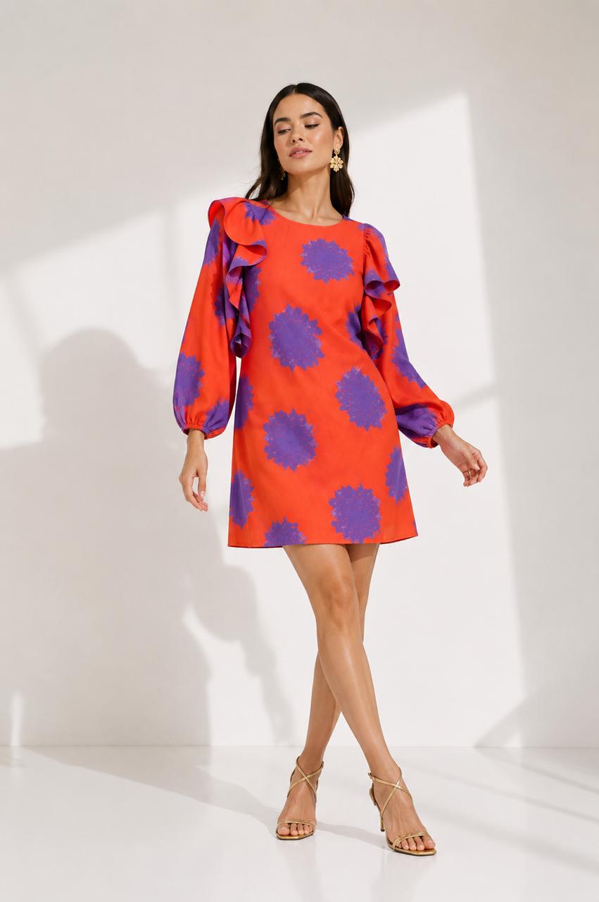 Vestido Aisha F. Rojo Flor Moado