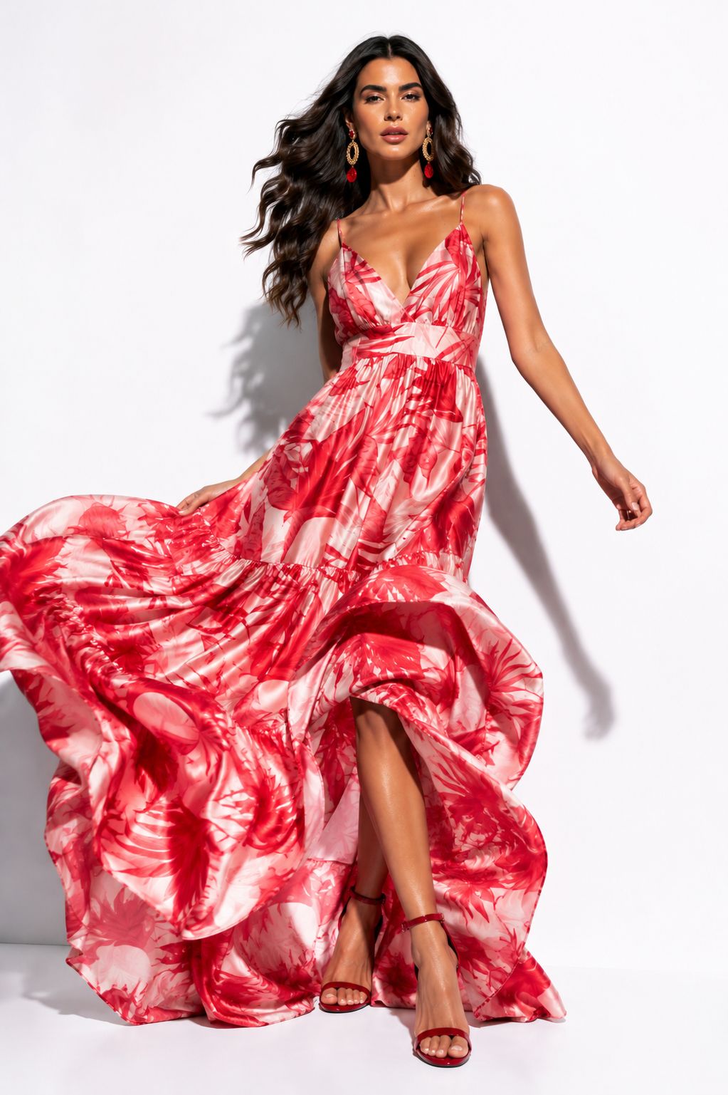 Vestido Rinchi Estampado Flores Rojas