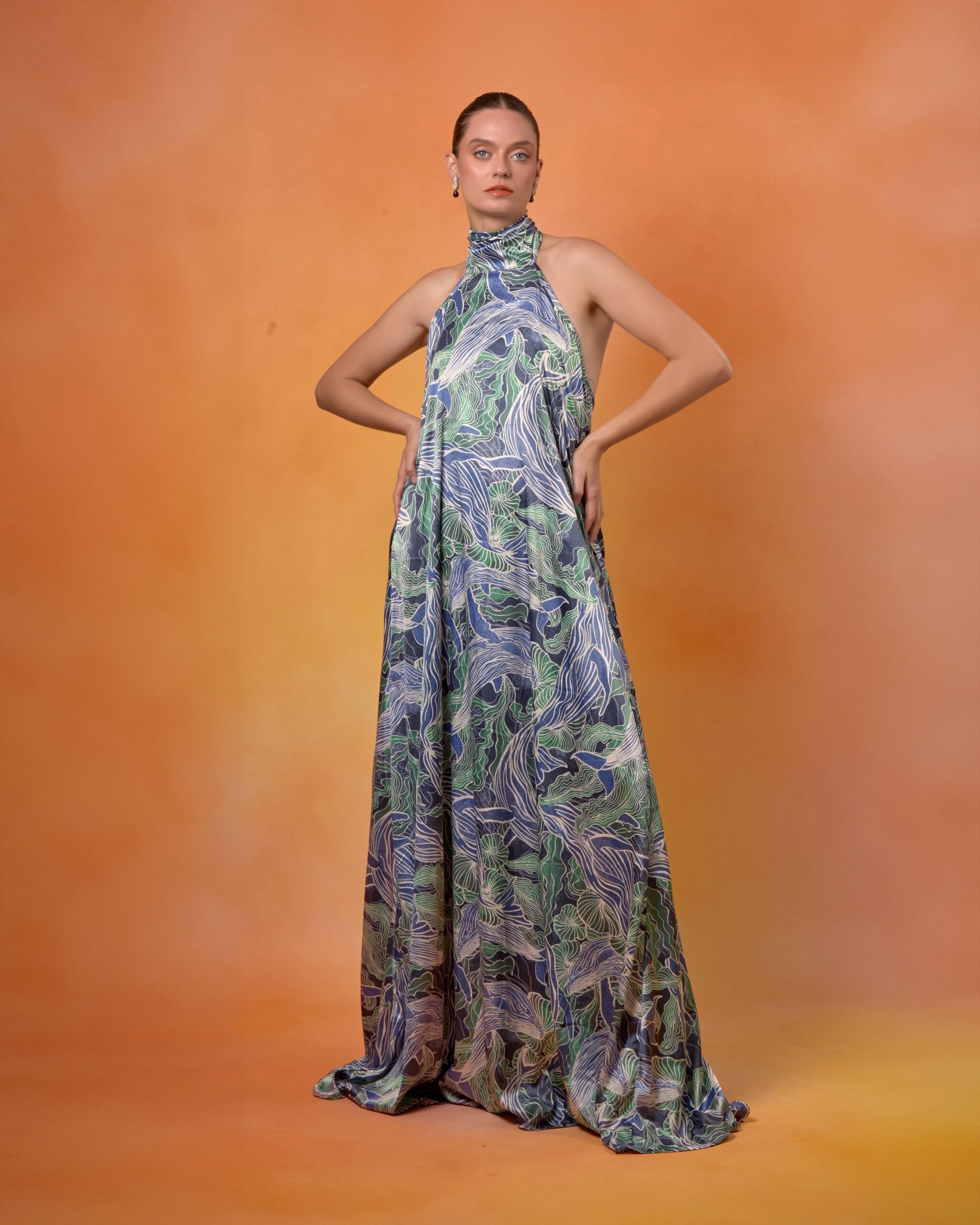 Vestido Apolinary Estampado Ballenas