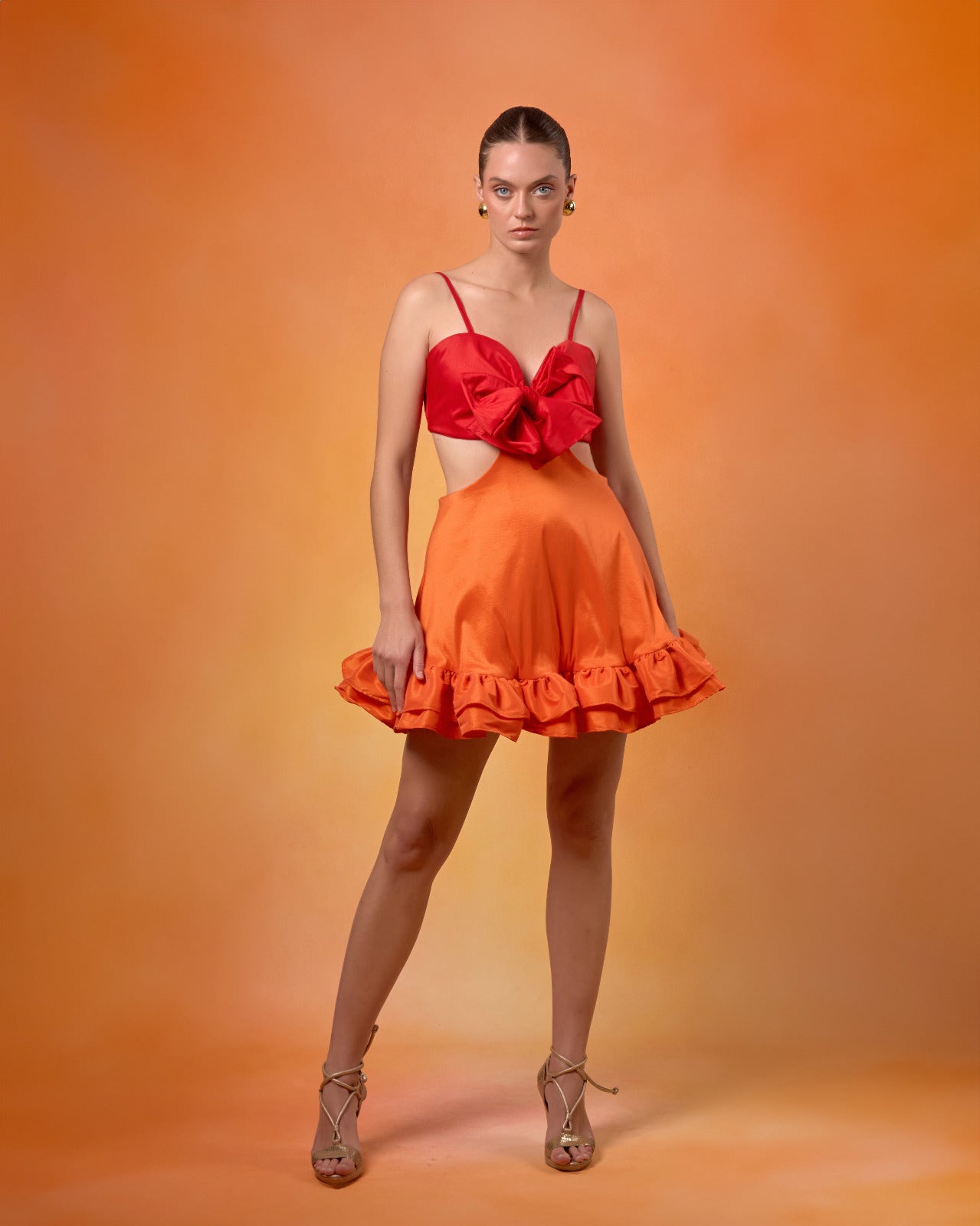 Vestido Manizales Rojo Y Naranja
