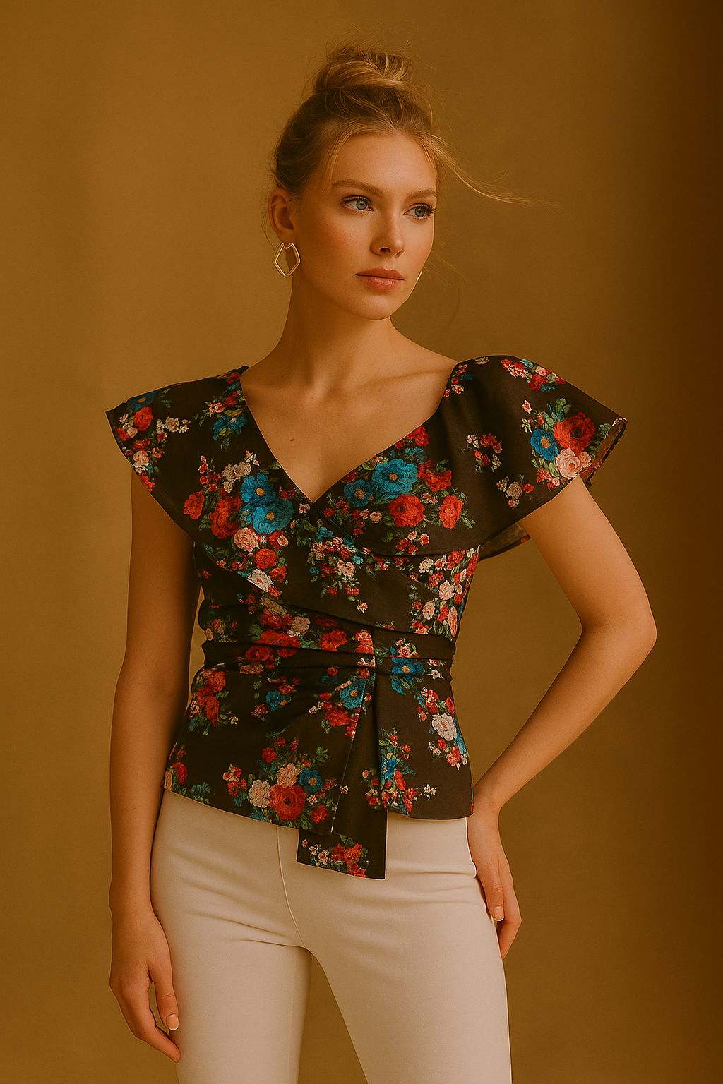Blusa Alika Estampado Negro Flores