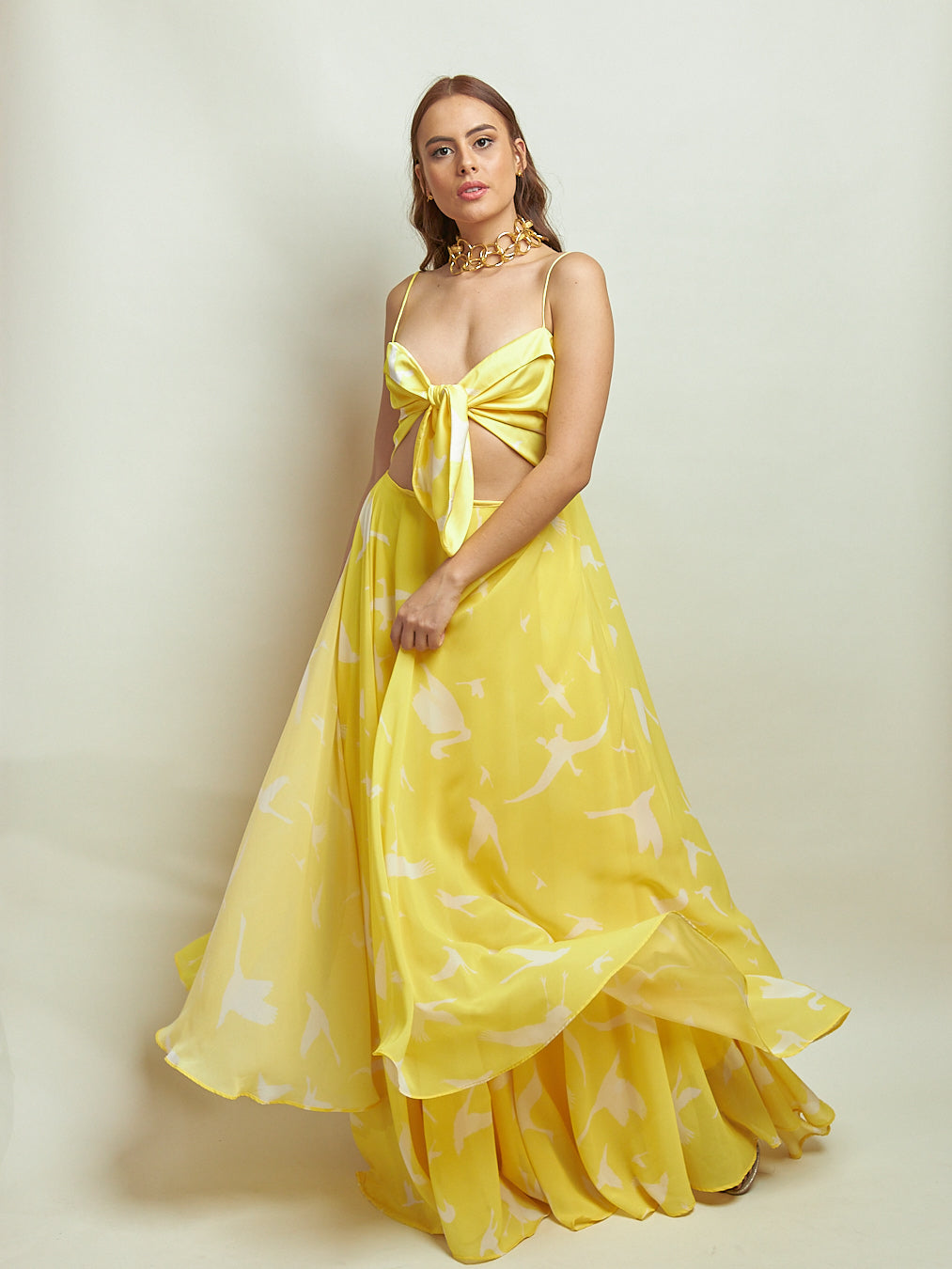 Vestido Gil Gaviotas Amarillas Estampado