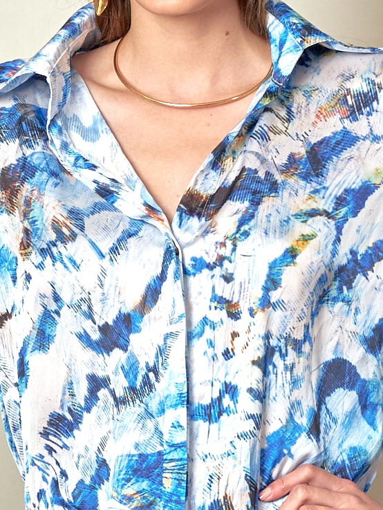 Blusa Anekio Plumas Azul