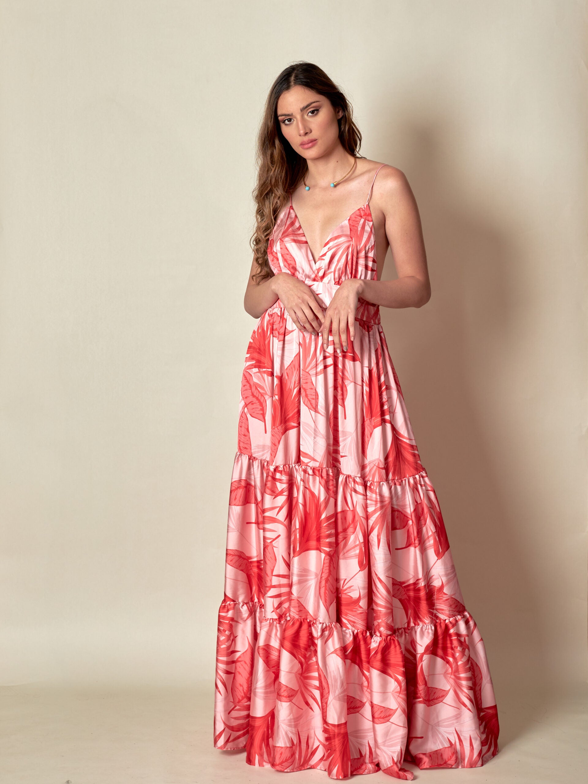 Vestido Rinchi Estampado Flores Rojas