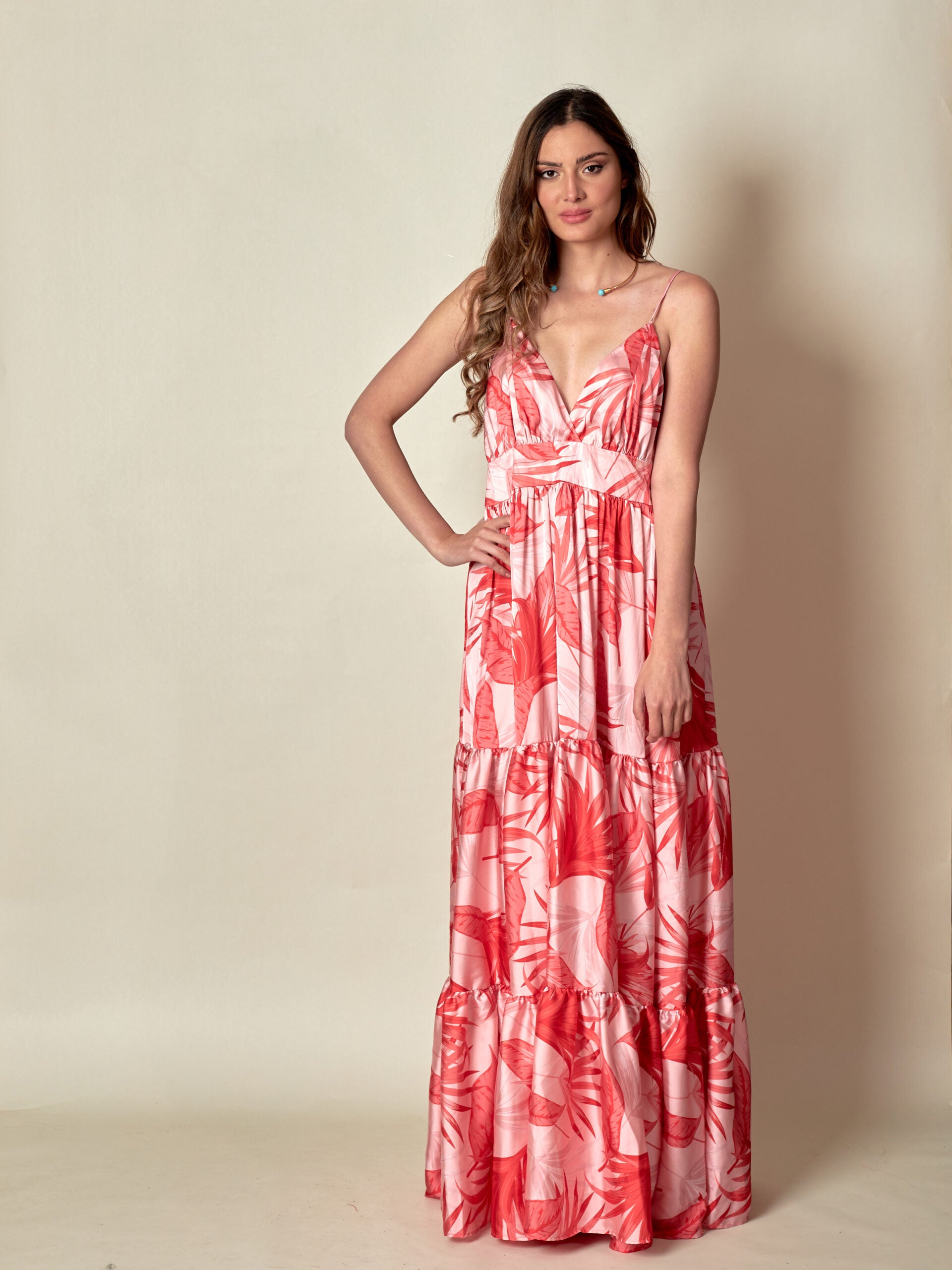 Vestido Rinchi Estampado Flores Rojas