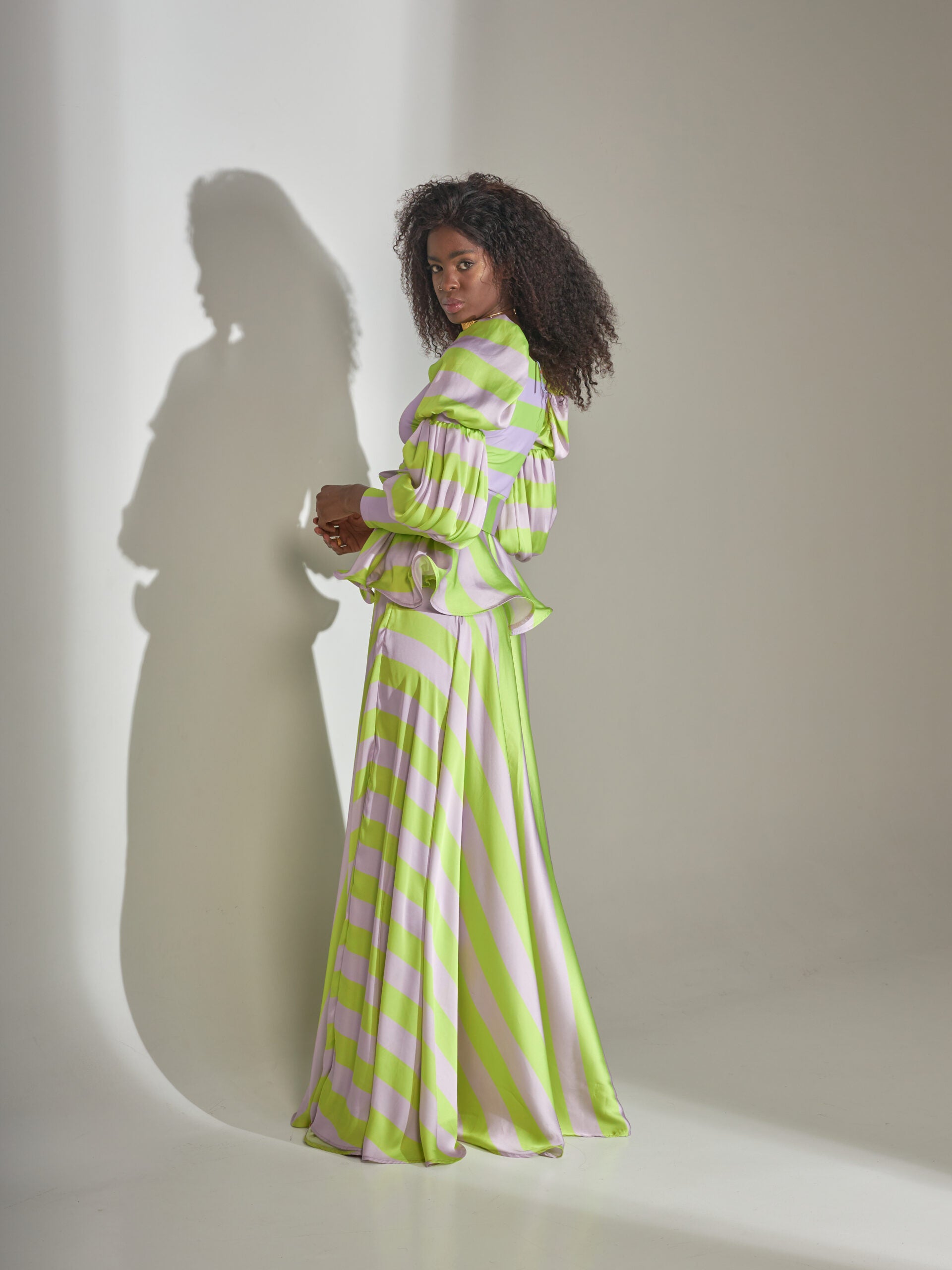 Falda Celebes Rayas Amarillo + Lila