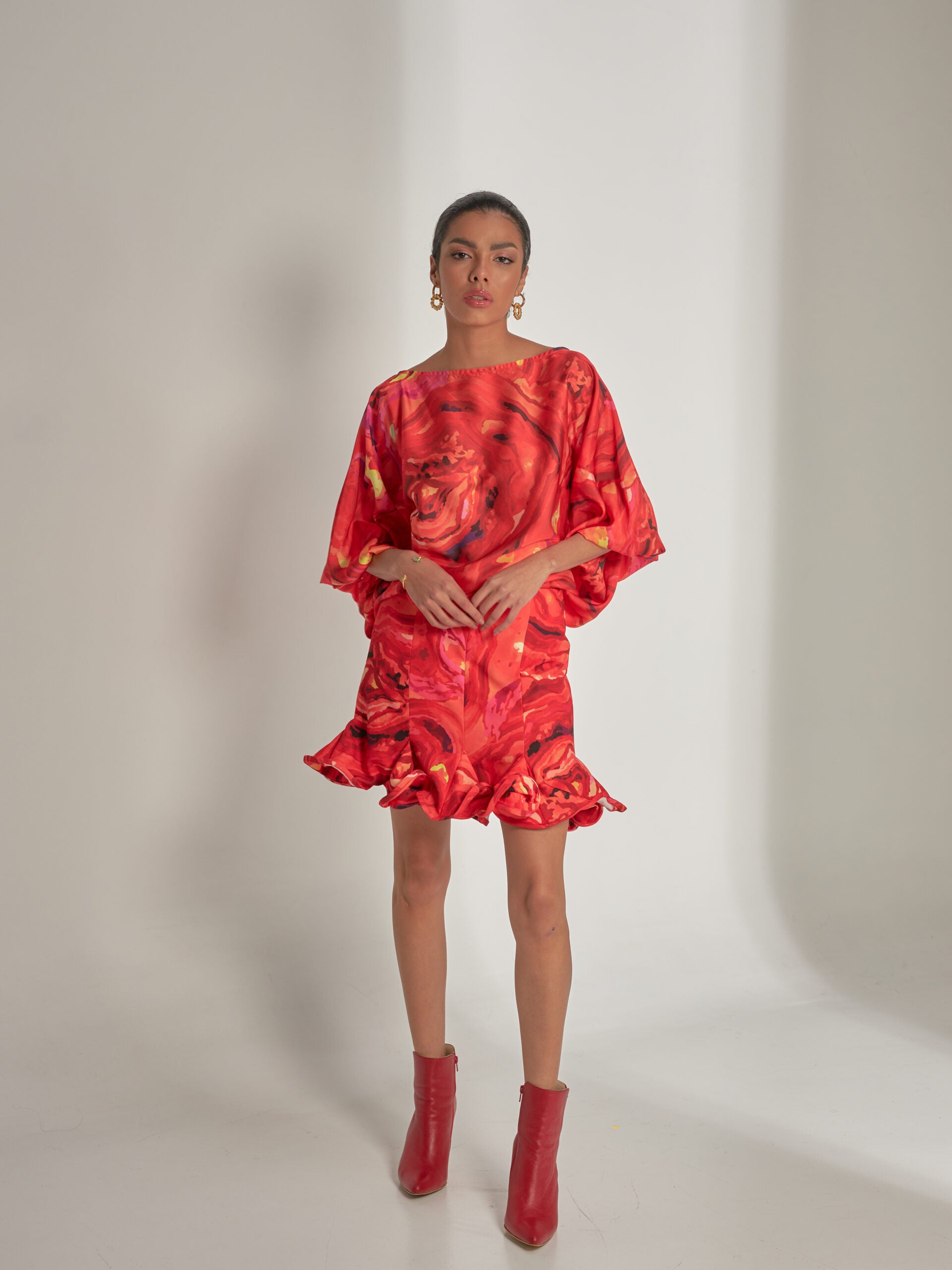 Falda Kuus Rojo Estampado