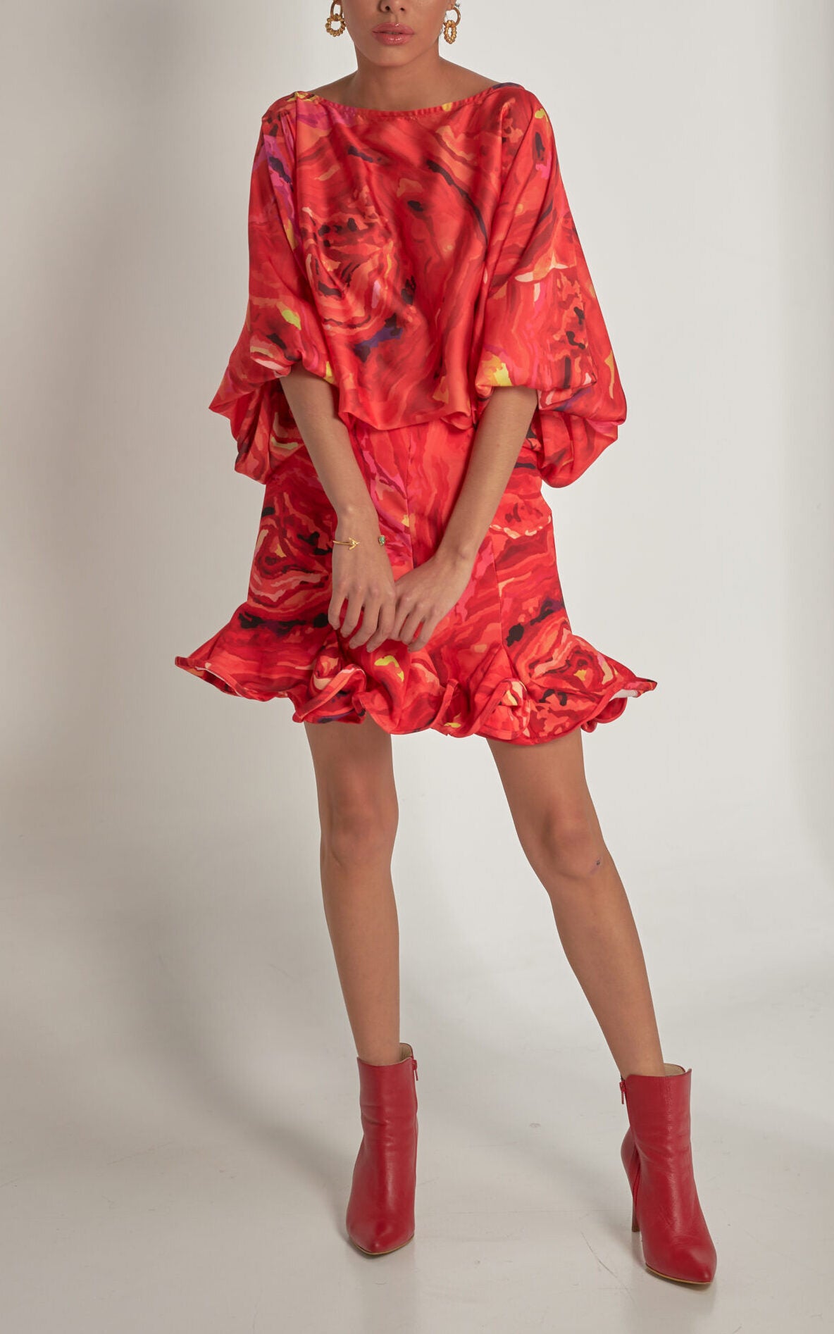 Falda Kuus Rojo Estampado