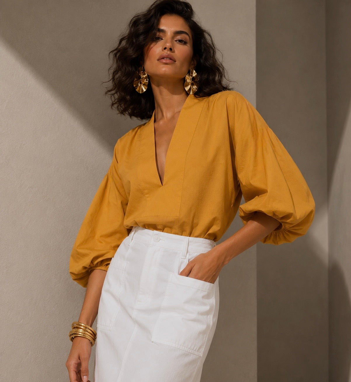 Blusa Polonia mostaza