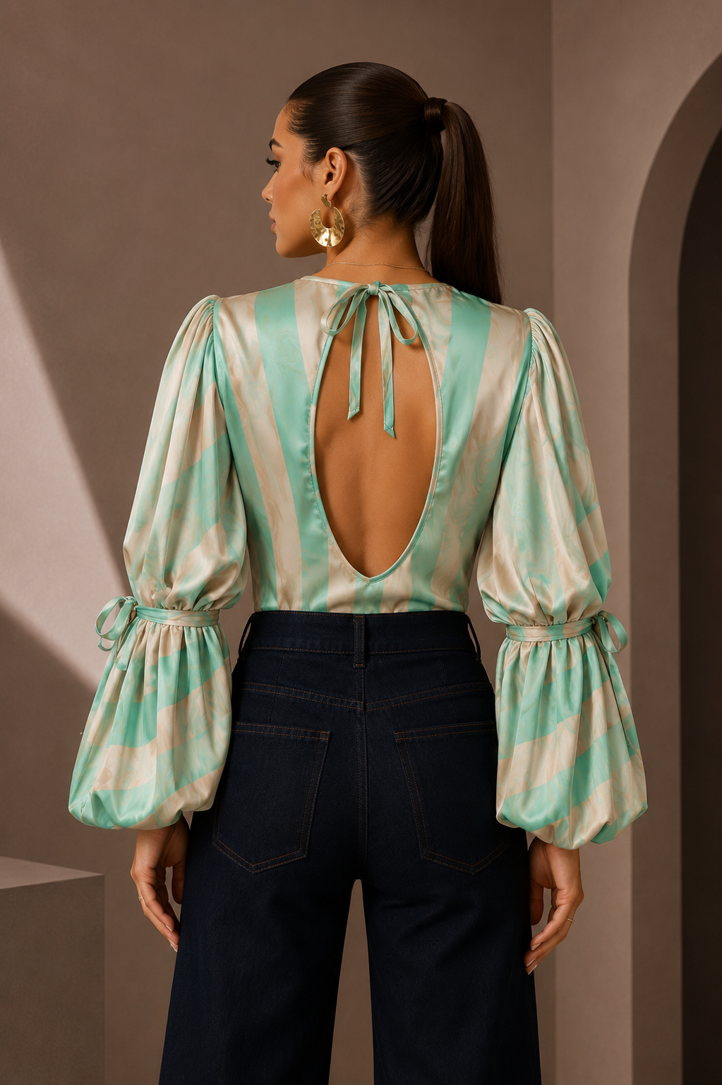 Blusa Cantor Rayas Turquesa
