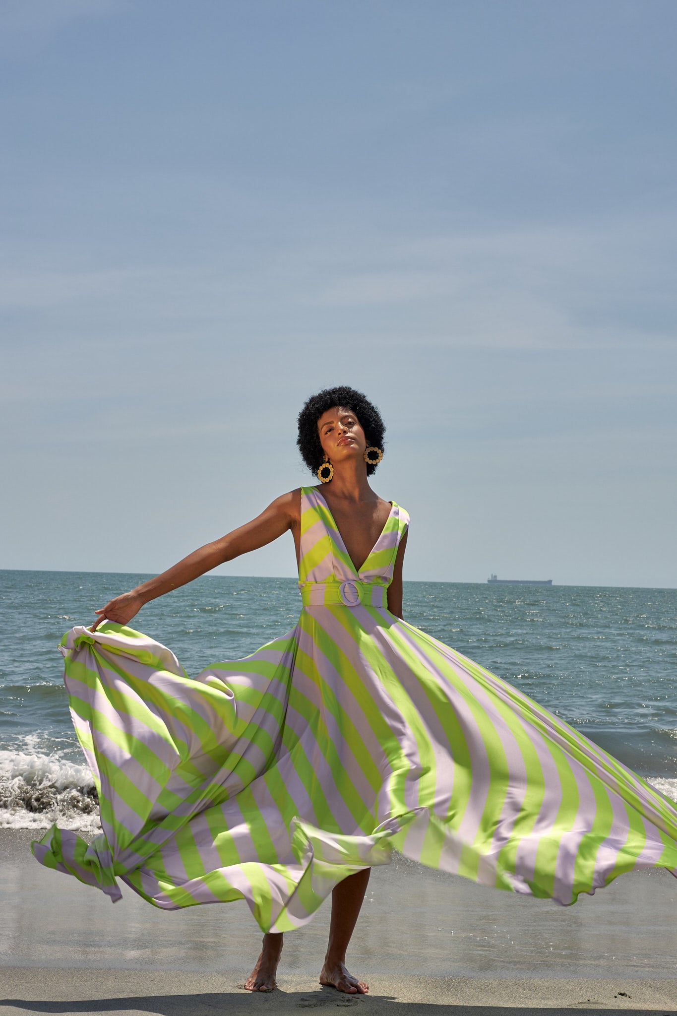 Vestido Colibrí Rayas Amarillas