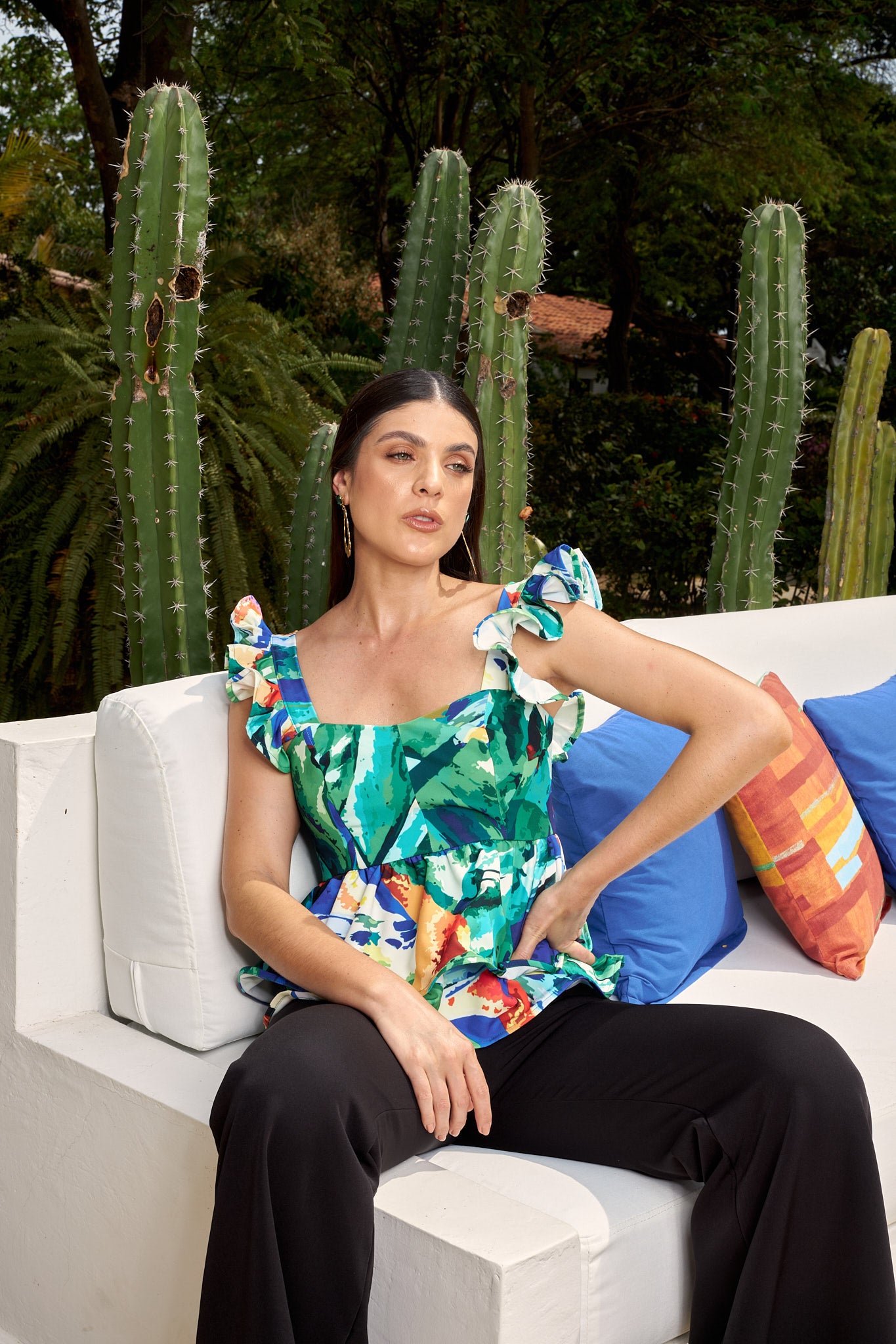 Blusa Usaki Estampado Cuarzos Azules