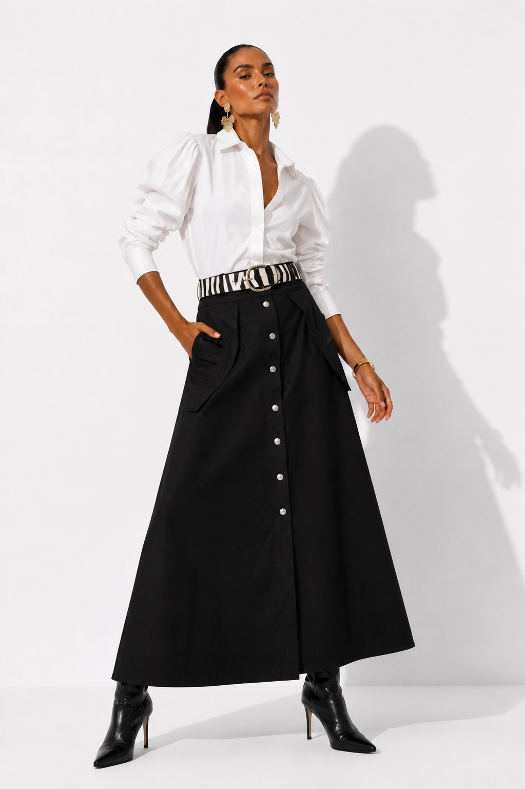 Falda Pétalos negro
