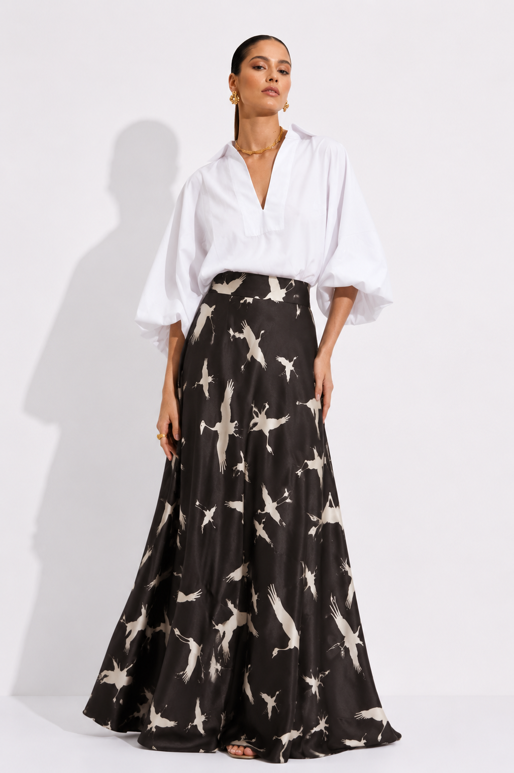Falda Zeray Gaviotas Negro