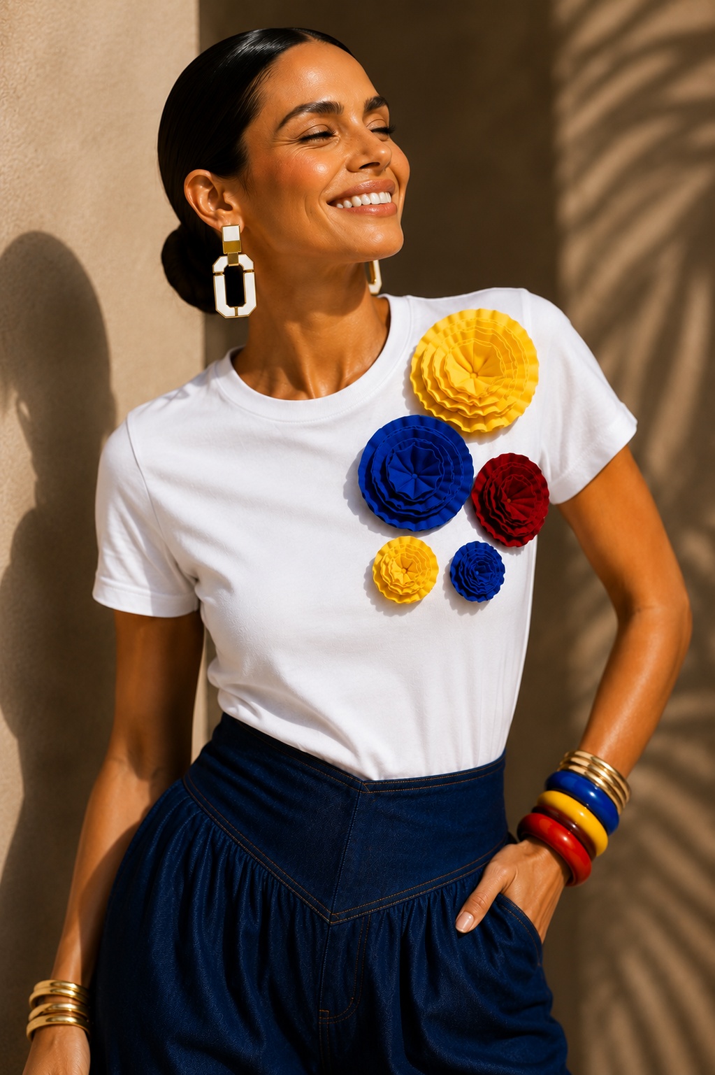 Camiseta Colombia Florece blanca