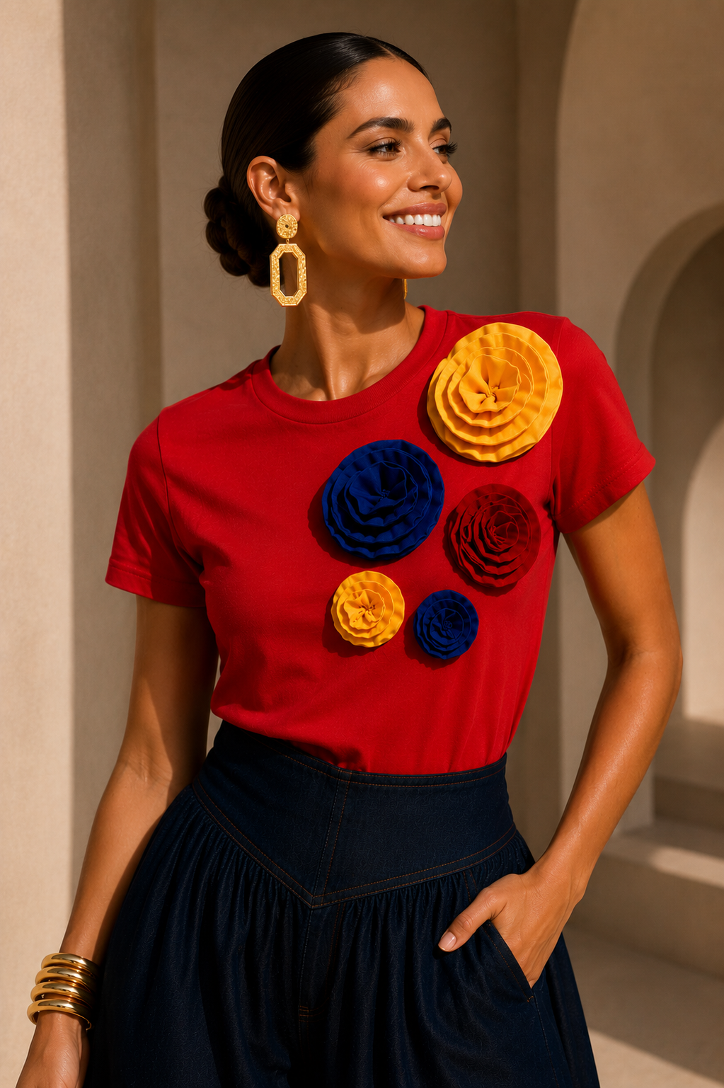 Camiseta Colombia Florece rojo