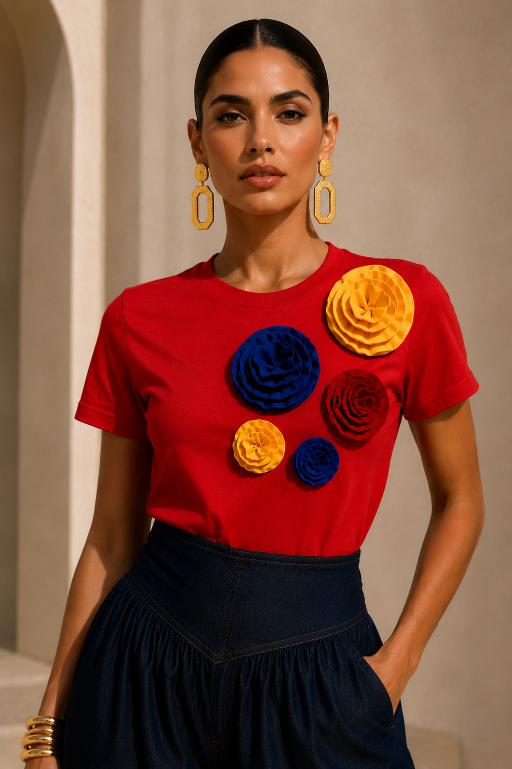 Camiseta Colombia Florece rojo